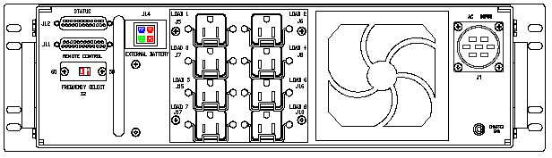 <br />ETI0001-1229 Rugged COTS UPS Standard Rear Panel Layout