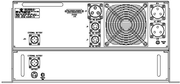 P/N: <br />ETI0001-1233 Rugged MilSpec UPS Standard Rear Panel Layout